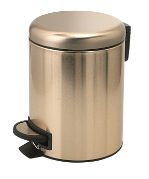 ведро gedy g-potty, 3209(87), круглый контейнер для мусора с педалью-3 литра, цвет матовое золото