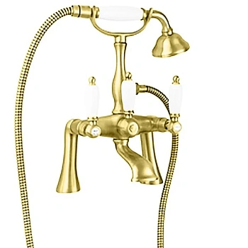смеситель cezares first first-pbv-03/24-bi на борт ванны с ручным душем, золото 24 карата