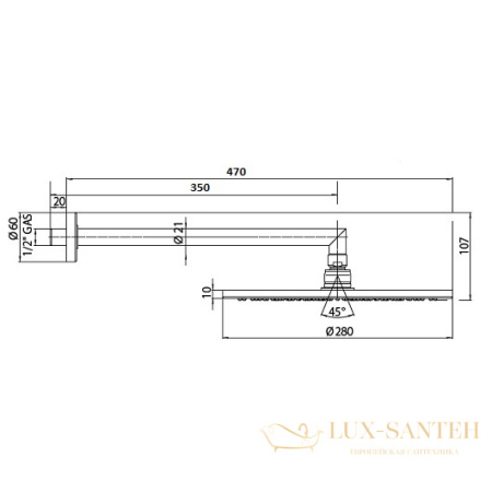 верхний душ bossini cosmo h70596h.073 ø 280 мм, черный матовый