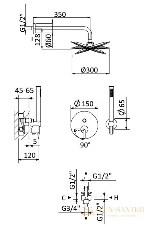 душевая система cezares leaf leaf-dsip-30-01, хром