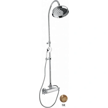 душевая колонна cezares golf golf-cd-t-02 с термостатическим смесителем, верхним и ручным душем, бронза