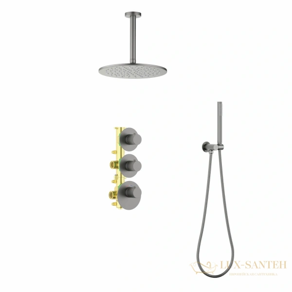 душевая система для душа термостатическая встраиваемая timo saona sx-2399/18sm, черное золото