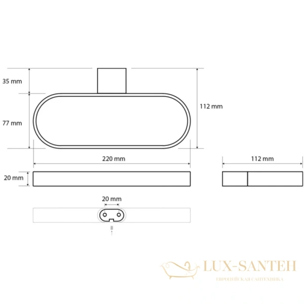полотенцедержатель кольцо bemeta organic 167104060 черный матовый