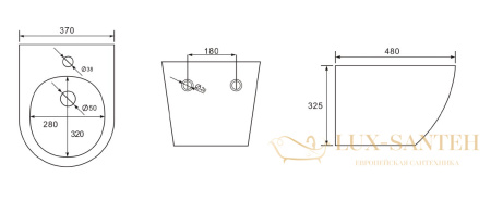 биде подвесное charus canberra bd700-141w, с 1 отверстием под смеситель, белый глянцевый