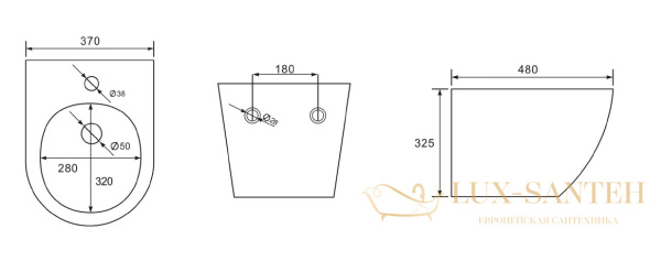 биде подвесное charus canberra bd700-141w, с 1 отверстием под смеситель, белый глянцевый
