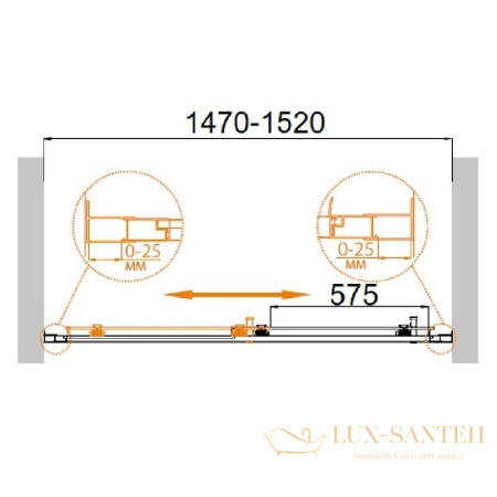 душевая дверь в нишу cezares molveno molveno-bf-1-150-p-cr профиль хром, стекло рифленое