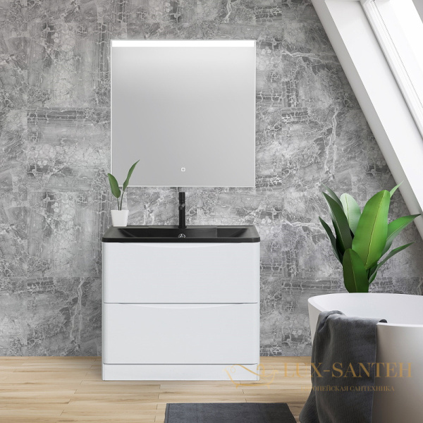 раковина belbagno bb800/455-lv-art-alr-nero 80 см, черный матовый