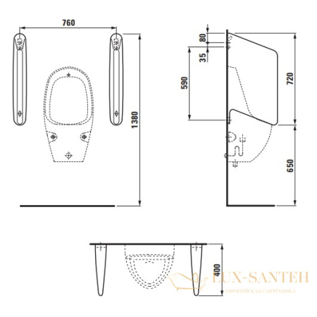перегородка для писсуара laufen rion 8.4760.0.000.000.1, белый 