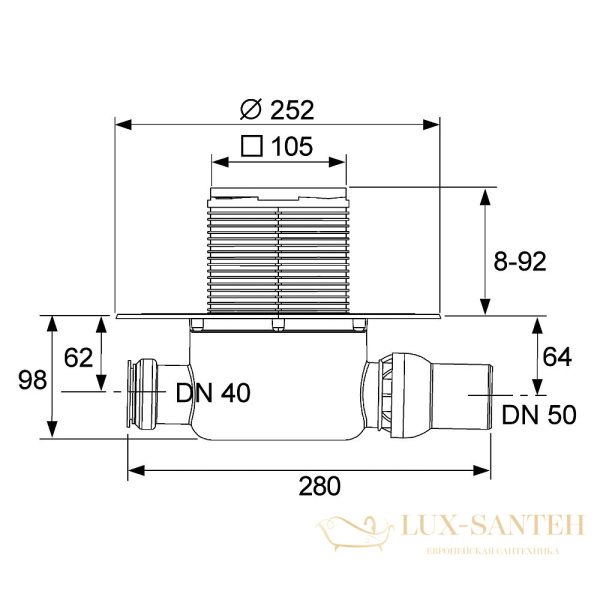 трап tece tecedrainpoint s 3601200 с решеткой, хром матовый