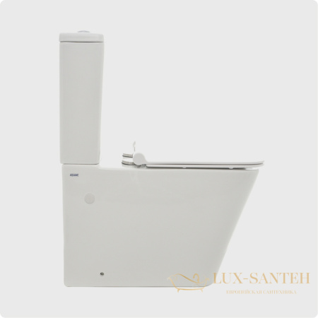 унитаз напольный безободковый aquame aqm1003, в комплекте c сиденьем softclose, горизонтальный выпуск, белый глянцевый