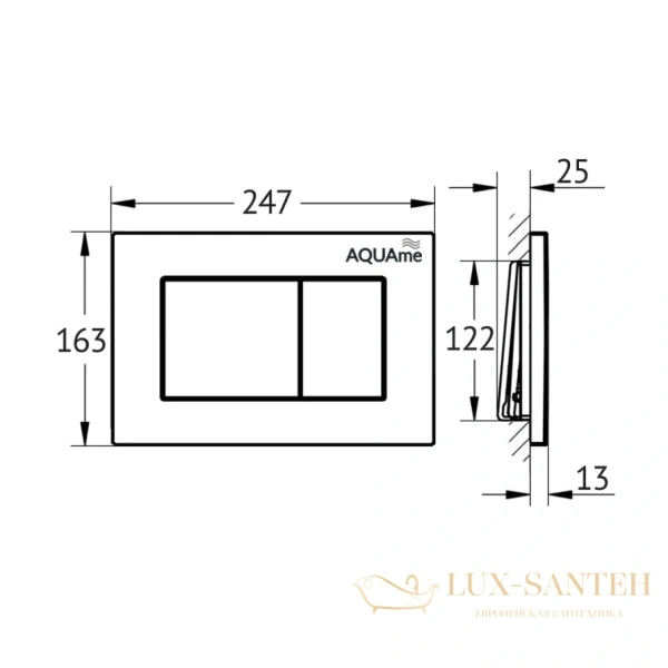 панель смыва aquame, aqm4102b, черный