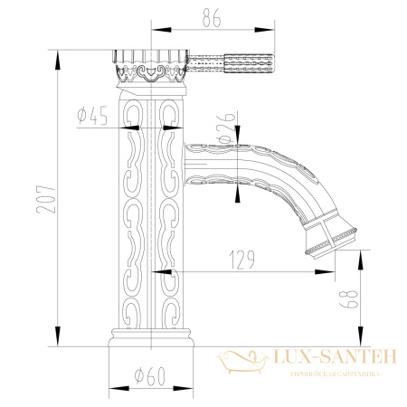 смеситель для умывальника lemark jasmine lm6606orb монолитный, черная бронза