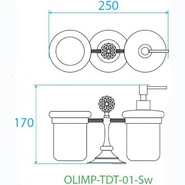 дозатор cezares olimp olimp-tdt-01-sw со стаканом для зубных щеток, хром