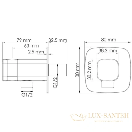 подключение для душевого шланга wasserkraft nuthe a327 с держателем, черный матовый