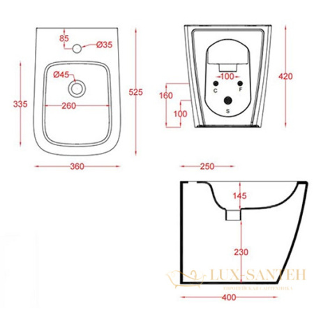 биде artceram a16 asb002 01 00 напольное, белый