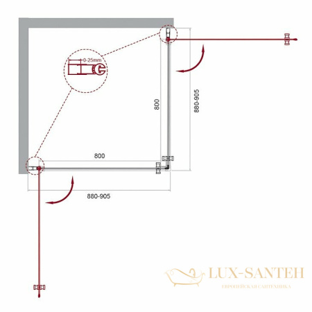 душевой уголок belbagno etna etna-a-2-90-c-cr 90х90 см профиль хром, стекло прозрачное 