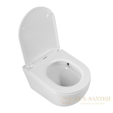 унитаз подвесной cezares relax czr-3806-53-th-tor/sc, безободковый, смыв торнадо, с сиденьем микролифт, белый