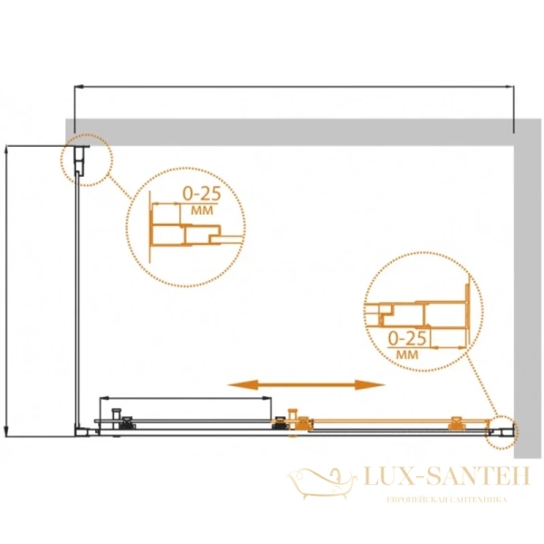 душевой уголок cezares molveno-ah-11 molveno-ah-11-150/100-c-cr-iv 150x100 см, стекло прозрачное