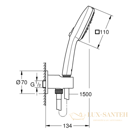 душевой набор grohe tempesta cube 110, 269102433, 3jet, черный матовый 