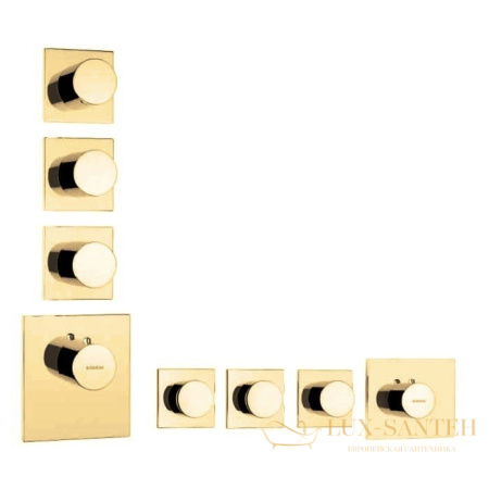 термостат  для душа встраиваемый highflow, bossini oki outlets z031205.021, на 3-6 потребителей, золото