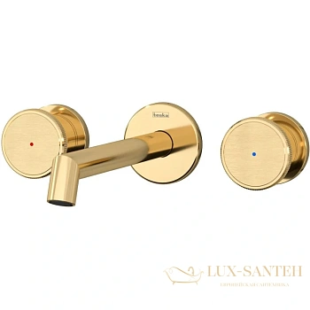 смеситель для раковины teska grand shine e5317 без донного клапана, золотой