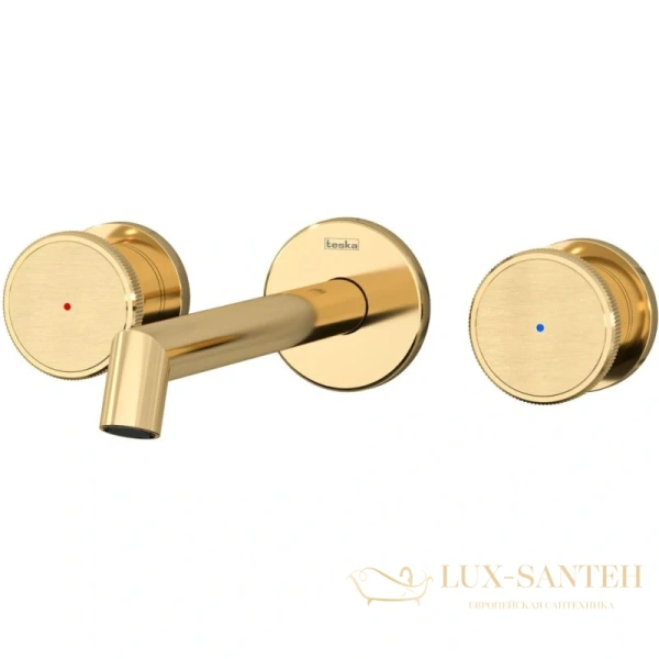 смеситель для раковины teska grand shine e5317 без донного клапана, золотой