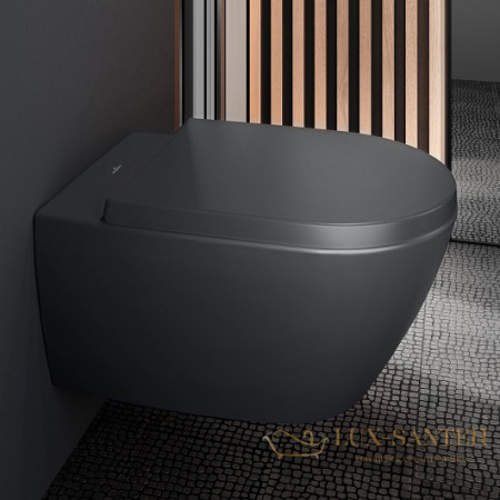 унитаз подвесной villeroy&boch subway 2.0, 5614r0i4, graphite ceramicplus, directflush, графит матовый  