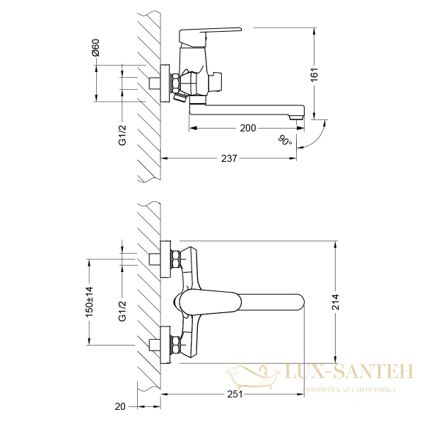смеситель lemark point lm0317c универсальный, хром