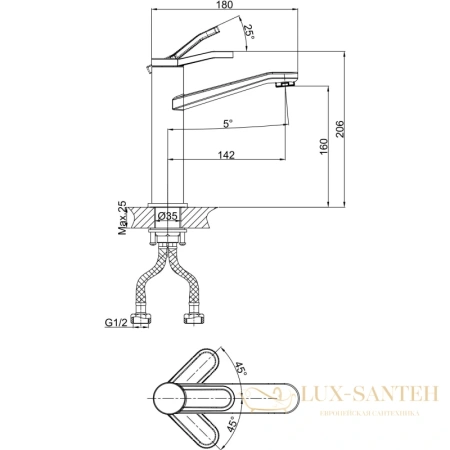 смеситель для раковины d&k venice.rialto da1062641, хром