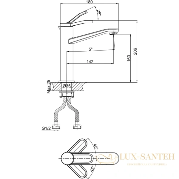 смеситель для раковины d&k venice.rialto da1062641, хром