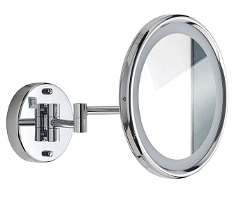 зеркало косметическое gedy sarah 2100(13) настенное круглое (3x) с led подсветкой (прямое подключение), хром