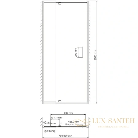 душевая дверь wasserkraft berkel 48p27 75-85 см 