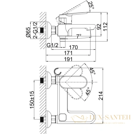 смеситель d&k rhein.speyer da1313201 для ванны, хром
