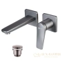 смеситель для раковины встраиваемый lemark bronx lm3736gm, с донным клапаном, графит