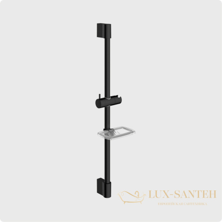 душевая штанга aquame aqm8203b, с мыльницей, черный матовый