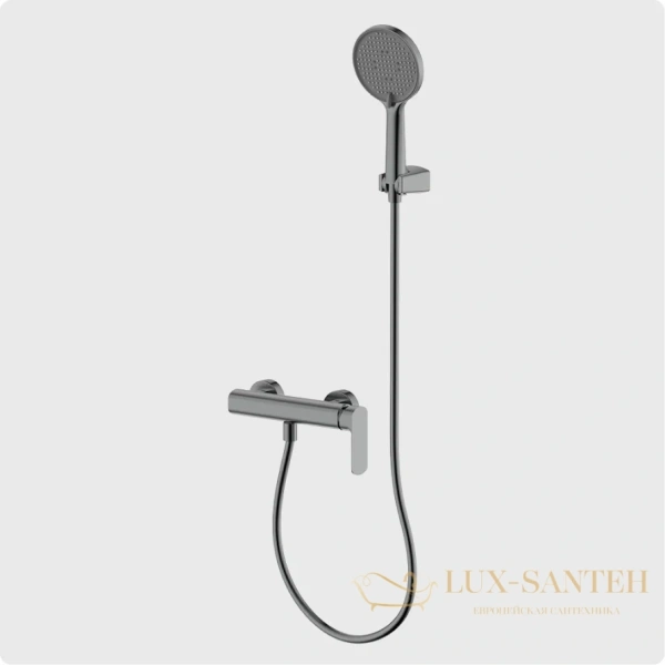 смеситель для  душа aquame monza aqm6313gm, с душевым набором, оружейная сталь