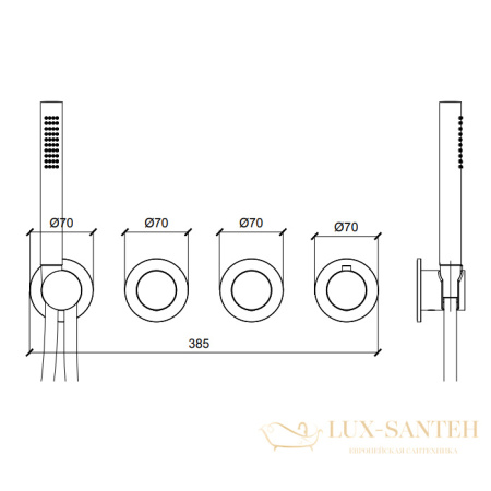 термостат для душа встраиваемый almar push modular e180433.316, внешняя часть, на 2 выхода, нержавеющая сталь брашированная