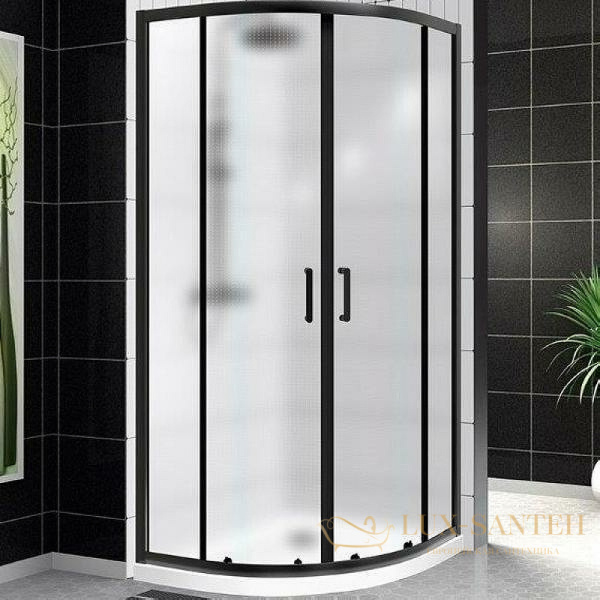душевой уголок belbagno uno uno-195-r-2-90-p-nero 90х90 см профиль черный матовый, стекло рифленое