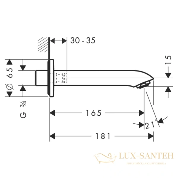 излив для ванны hansgrohe metris 31494000 хром