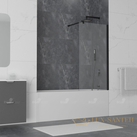 шторка rgw screens 351105006-14 на ванну sc-050b 60x150, профиль черный, стекло прозрачное