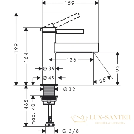 кран для холодной воды hansgrohe finoris 100 76013000, хром