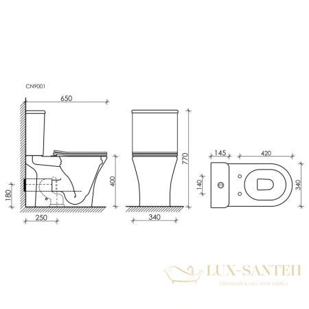 бачок для унитаза ceramica nova fortuna cn9001-t, белый