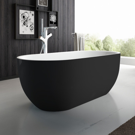 акриловая ванна belbagno bb70-1700-800-w/nm 170x80 без гидромассажа, белый матовый, черный матовый