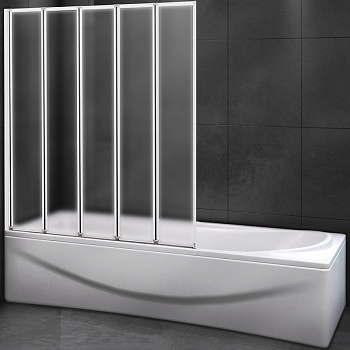 шторка на ванну cezares relax relax-v-5-120/140-p-bi-l 120 см l профиль серый, стекло рифленое