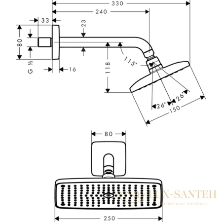 верхний душ hansgrohe raindance e 240 air 1jet 27370000