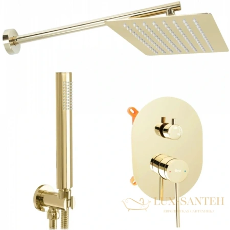 душевой комплект rea oval rea-p8466 300х200 мм, золотой