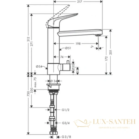 смеситель для кухни hansgrohe focus m42 71813000 хром