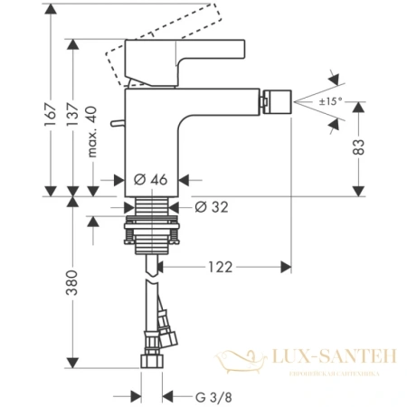 смеситель для биде hansgrohe metris s 31261000
