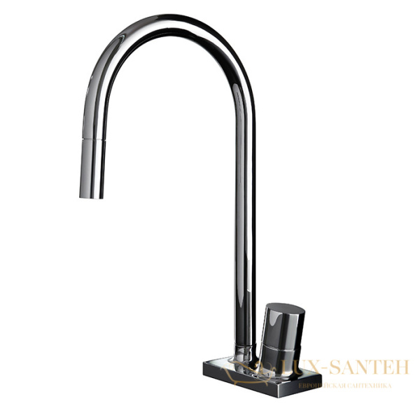 смеситель для кухни fluid fima carlo frattini kitchen, f7028cr, с выдвижным поворотным изливом, хром