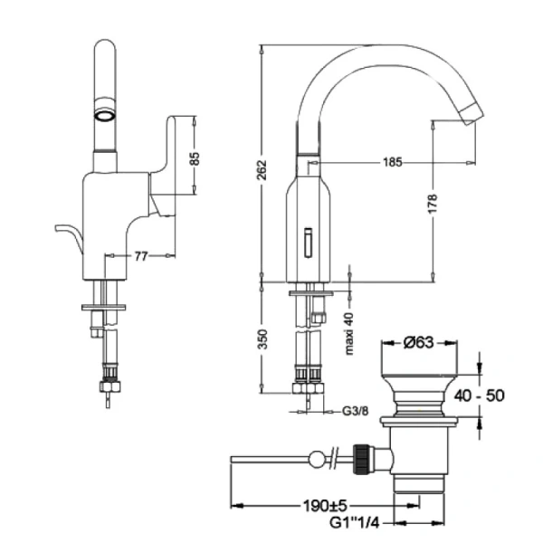 смеситель jacob delafon singulier e10862-cp для раковины с донным клапаном, хром